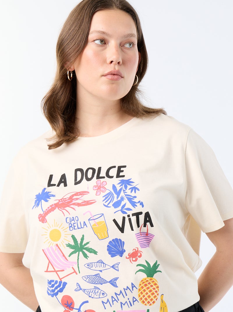 T-shirt a maniche corte con stampa Bianco - Kiabi