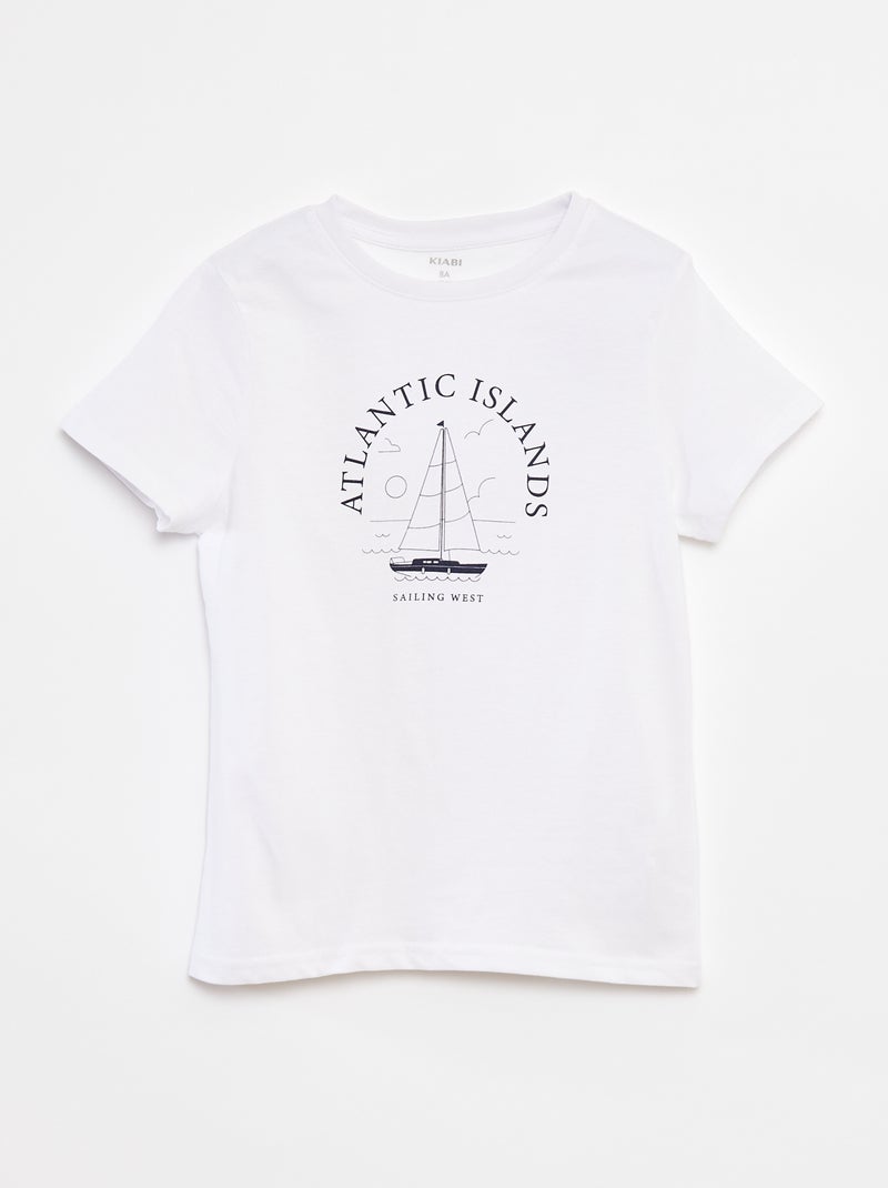 T-shirt a maniche corte con stampa Bianco - Kiabi