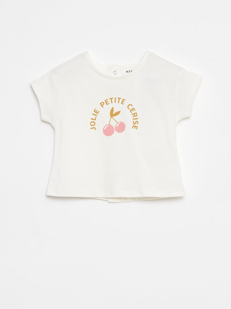 T-shirt a maniche corte con stampa Bianco - Kiabi
