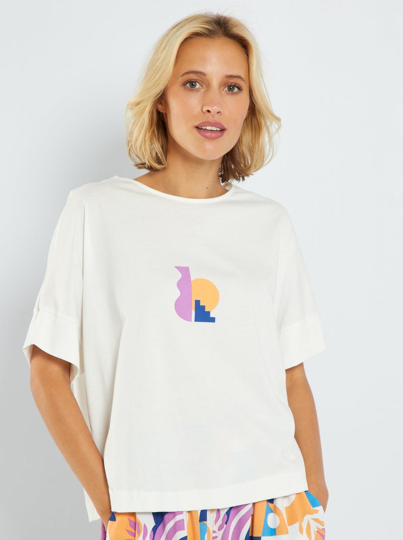 T-shirt a maniche corte con stampa BIANCO - Kiabi