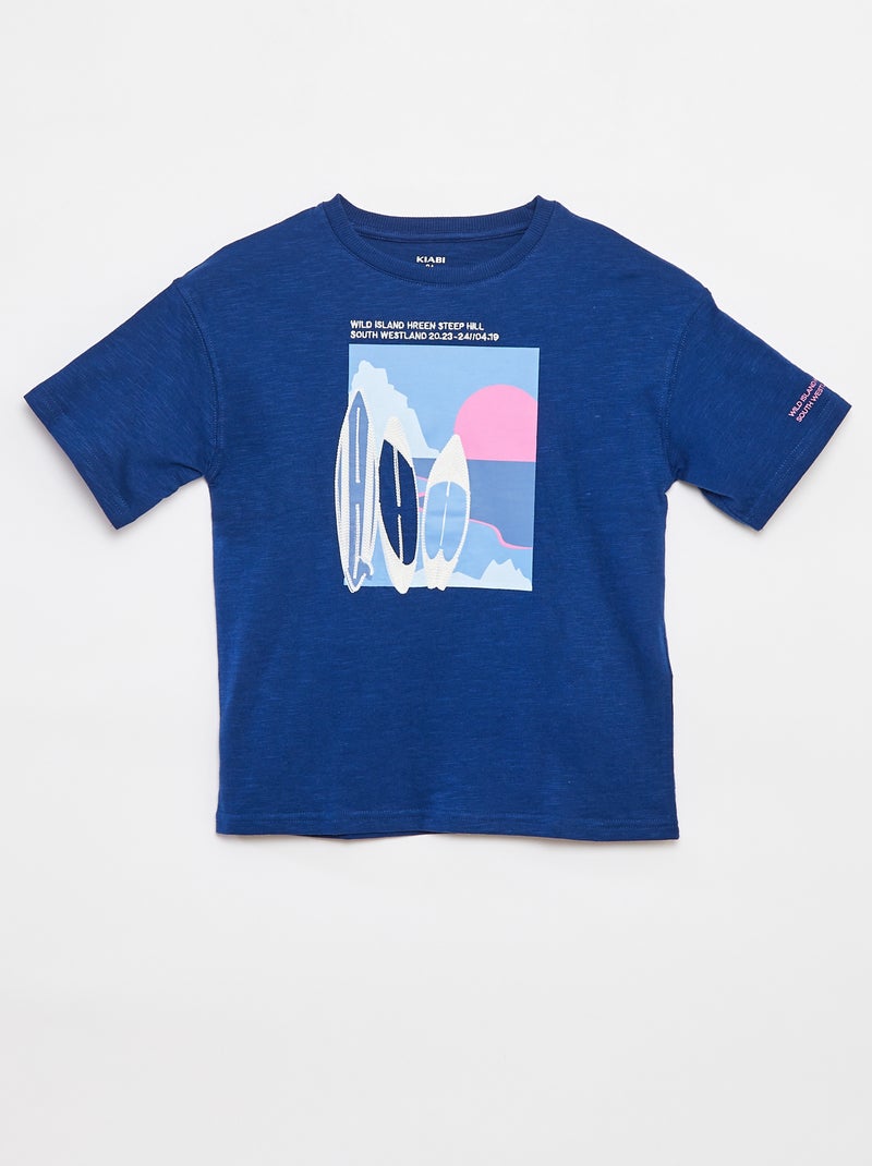 T-shirt a maniche corte con stampa BLU - Kiabi