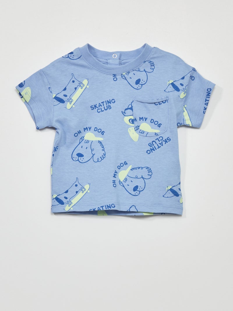 T-shirt a maniche corte con stampa BLU - Kiabi