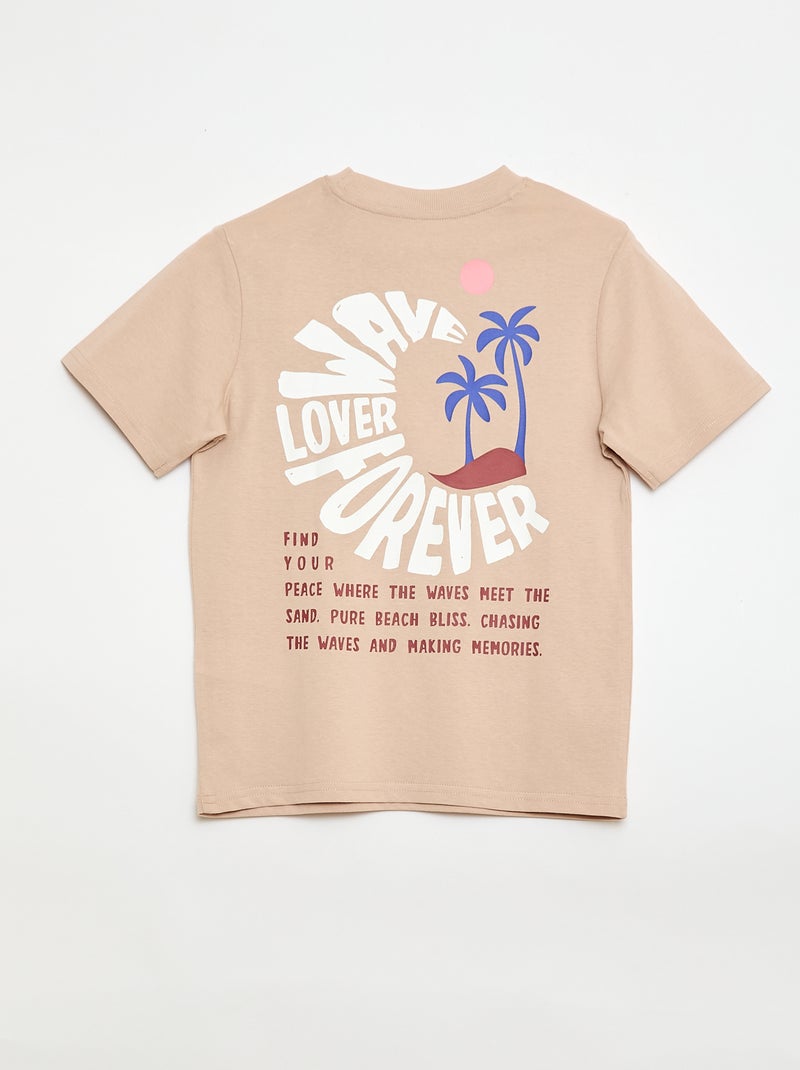 T-shirt a maniche corte con stampa fronte/retro Beige - Kiabi