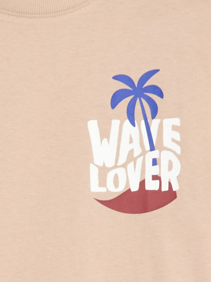 T-shirt a maniche corte con stampa fronte/retro Beige - Kiabi