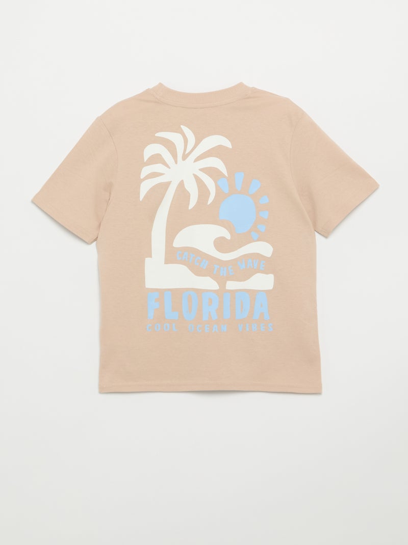 T-shirt a maniche corte con stampa fronte/retro Beige - Kiabi