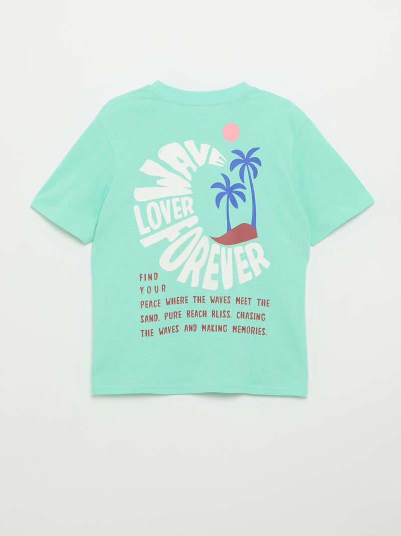 T-shirt a maniche corte con stampa fronte/retro Verde - Kiabi