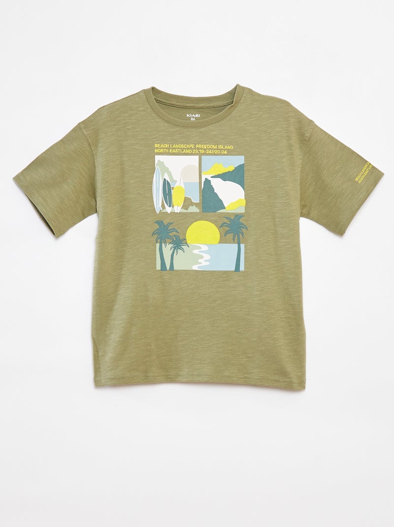 T-shirt a maniche corte con stampa KAKI - Kiabi