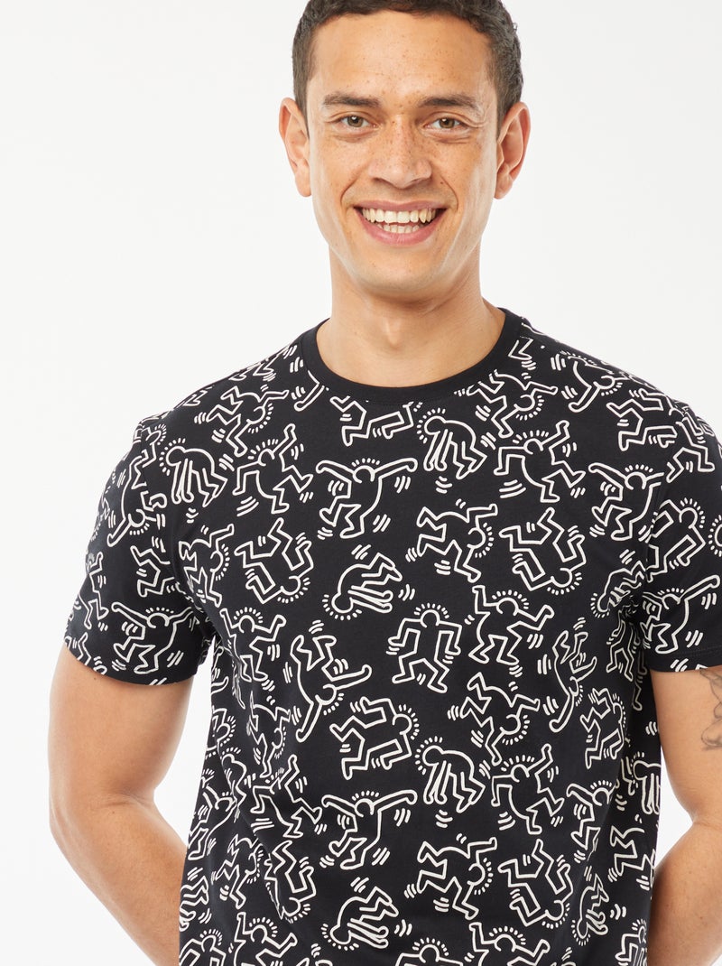 T-shirt a maniche corte con stampa 'Keith Haring' nero - Kiabi