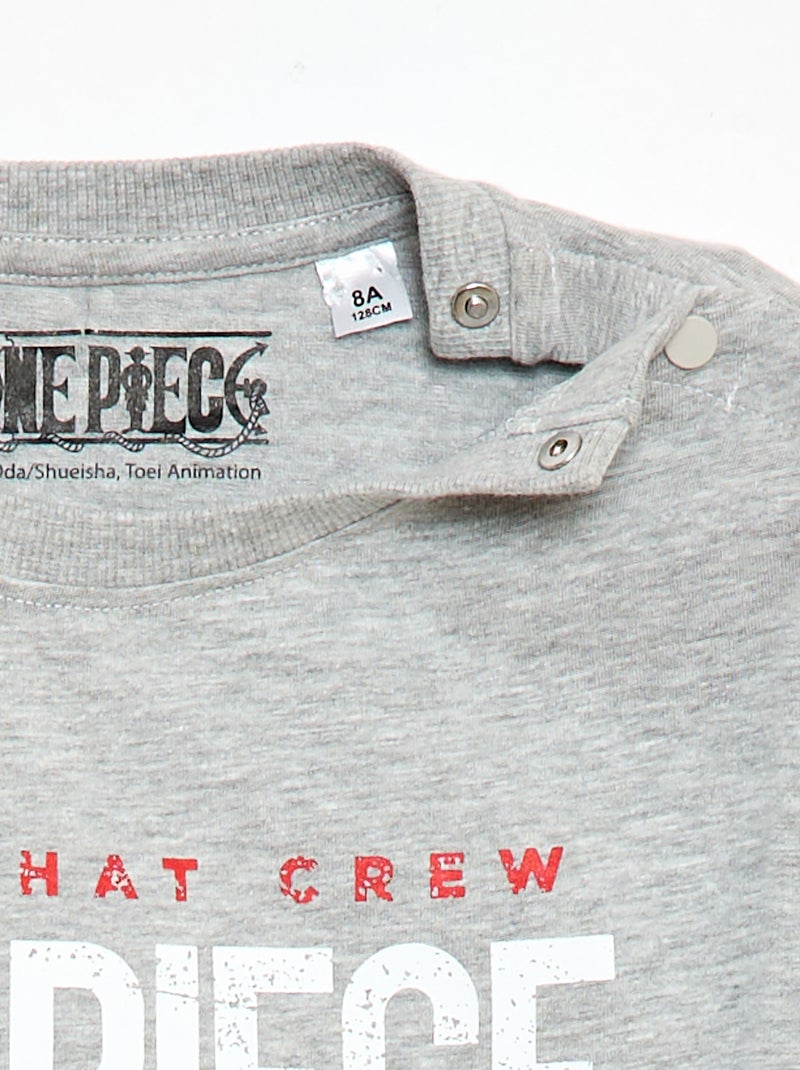 T-shirt a maniche corte con stampa 'Luffy - One Piece' Grigio - Kiabi