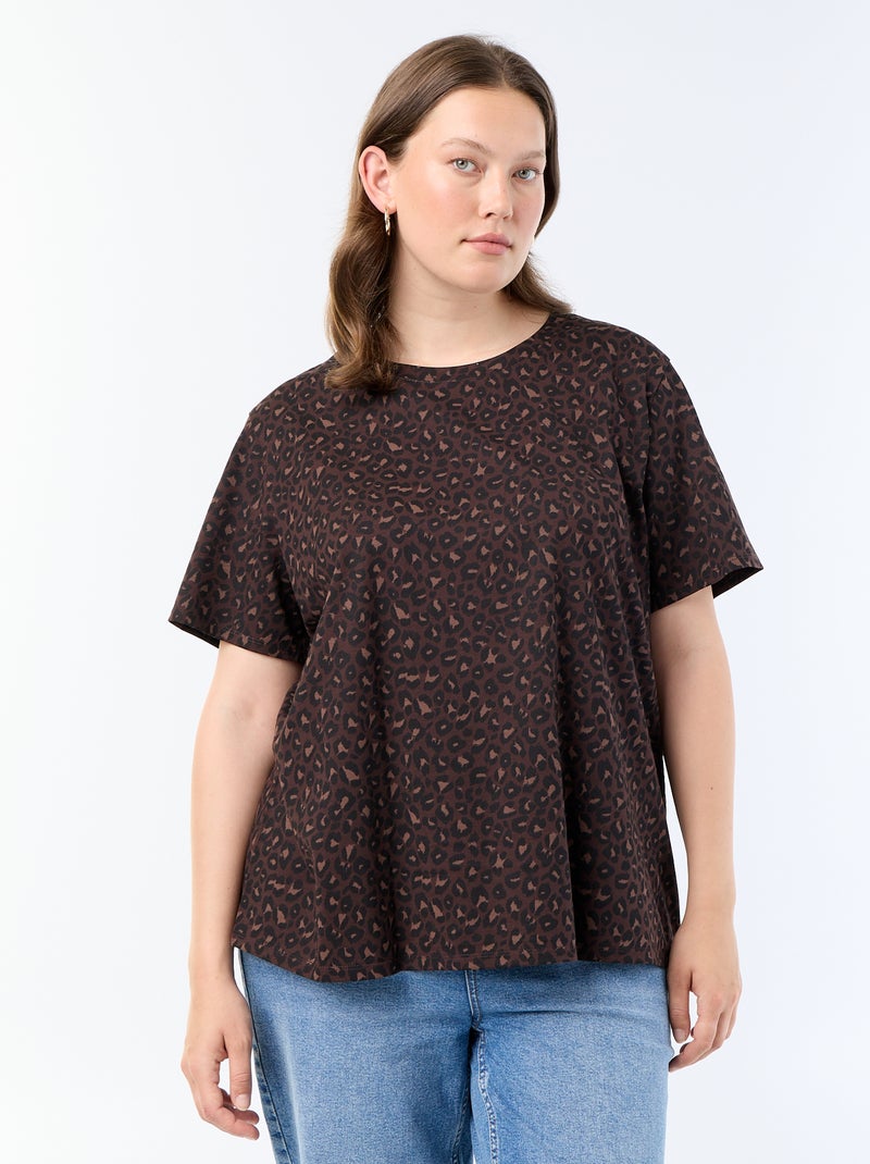 T-shirt a maniche corte con stampa Marrone - Kiabi