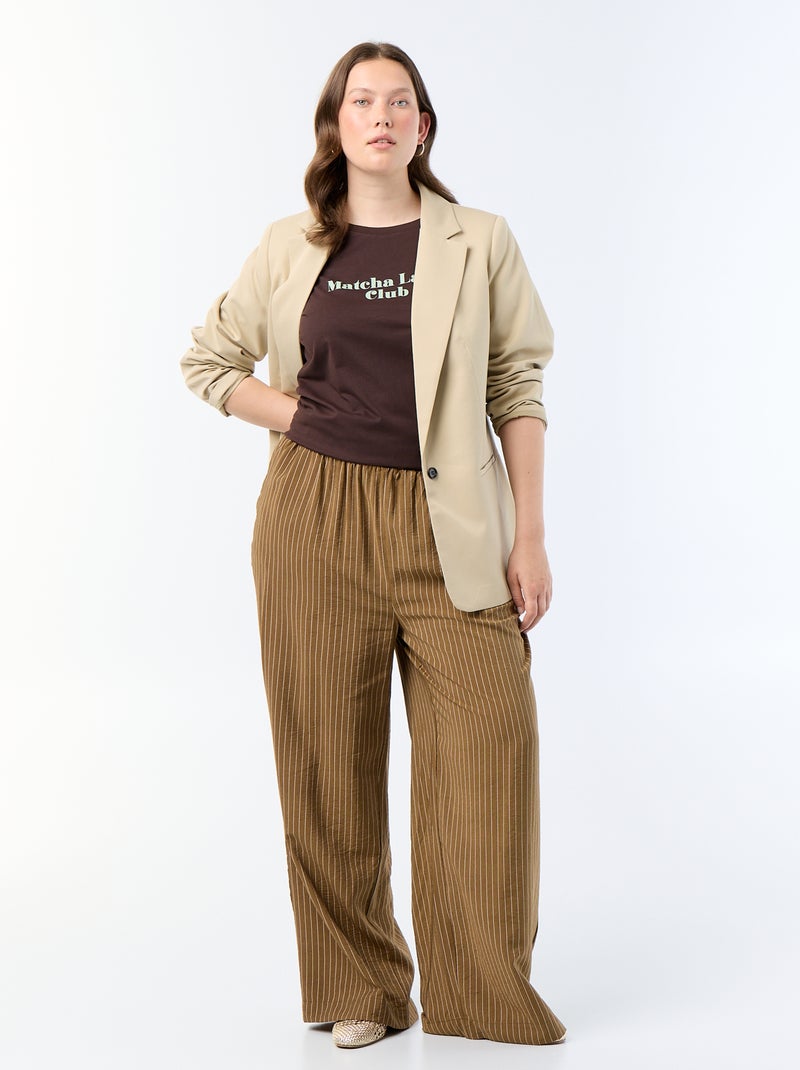 T-shirt a maniche corte con stampa Marrone - Kiabi