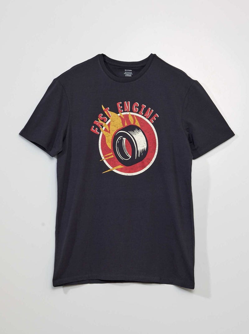 T-shirt a maniche corte con stampa NERO - Kiabi