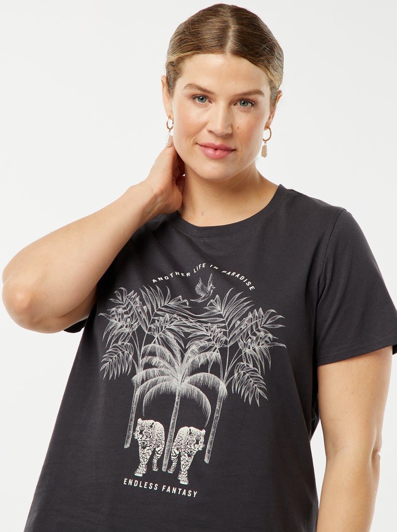 T-shirt a maniche corte con stampa NERO - Kiabi