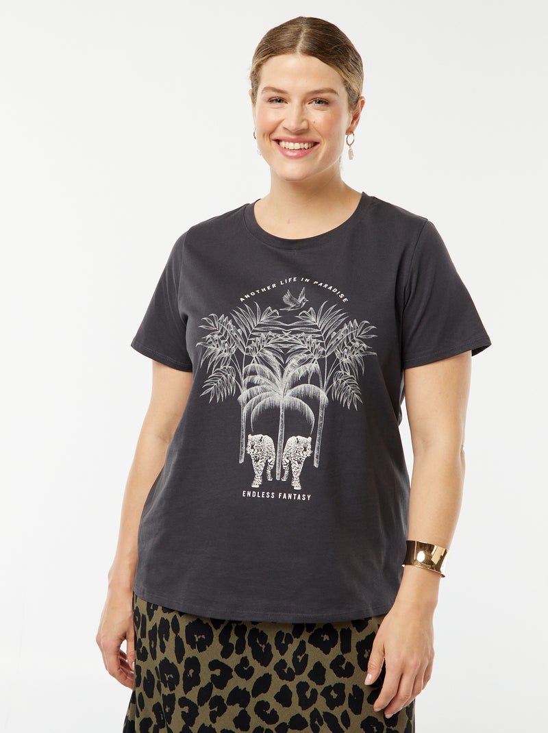 T-shirt a maniche corte con stampa NERO - Kiabi