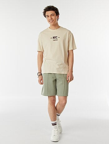 T-shirt a maniche corte con stampa 'New York' davanti e dietro