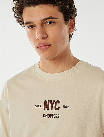 T-shirt a maniche corte con stampa 'New York' davanti e dietro