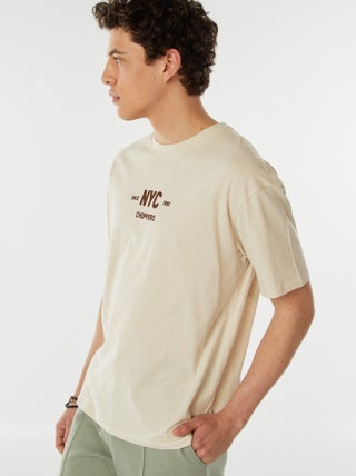 T-shirt a maniche corte con stampa 'New York' davanti e dietro