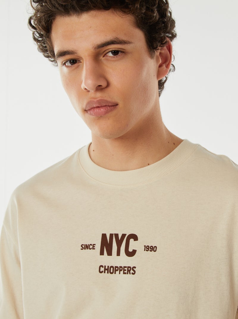 Emanuel Pris T-shirt In Filo Beige A Maniche Corte ETS3165RB main image 1