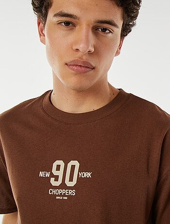 T-shirt a maniche corte con stampa 'New York' davanti e dietro