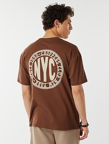 T-shirt a maniche corte con stampa 'New York' davanti e dietro
