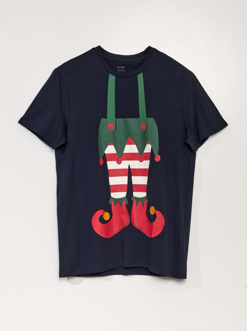 T-shirt a maniche corte con stampa 'Noël' BLU - Kiabi