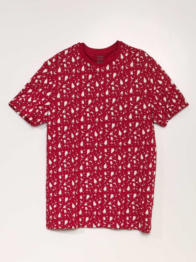 T-shirt a maniche corte con stampa 'Noël' ROSSO - Kiabi