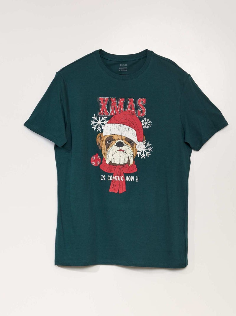 T-shirt a maniche corte con stampa 'Noël' VERDE - Kiabi