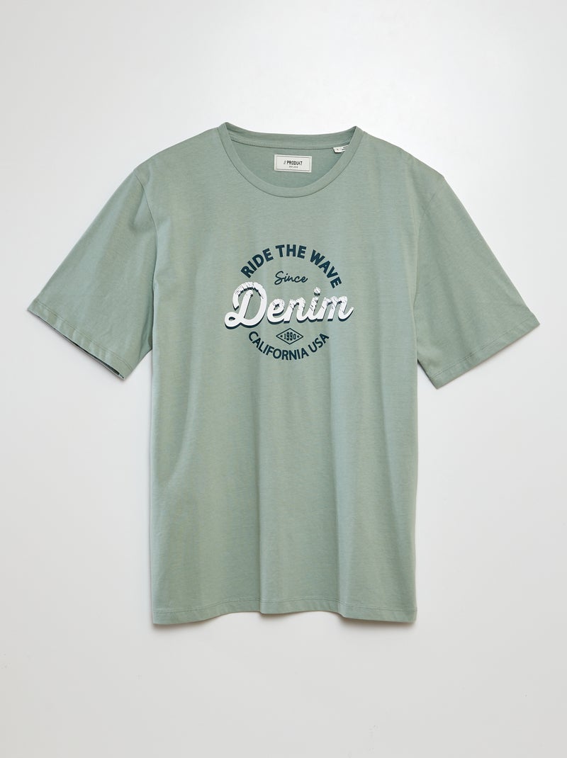 T-shirt a maniche corte con stampa 'Produkt' verde - Kiabi