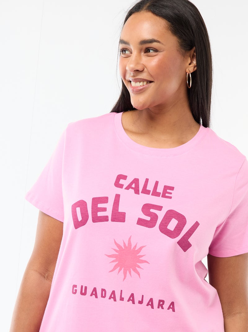 T-shirt a maniche corte con stampa Rosa - Kiabi