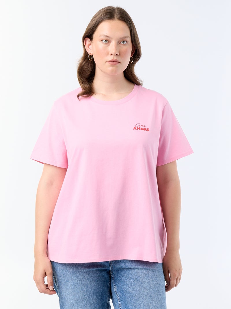 T-shirt a maniche corte con stampa Rosa - Kiabi