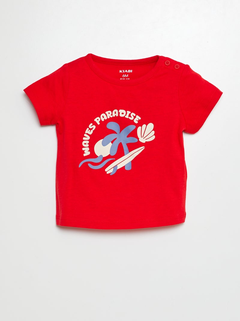 T-shirt a maniche corte con stampa ROSSO - Kiabi