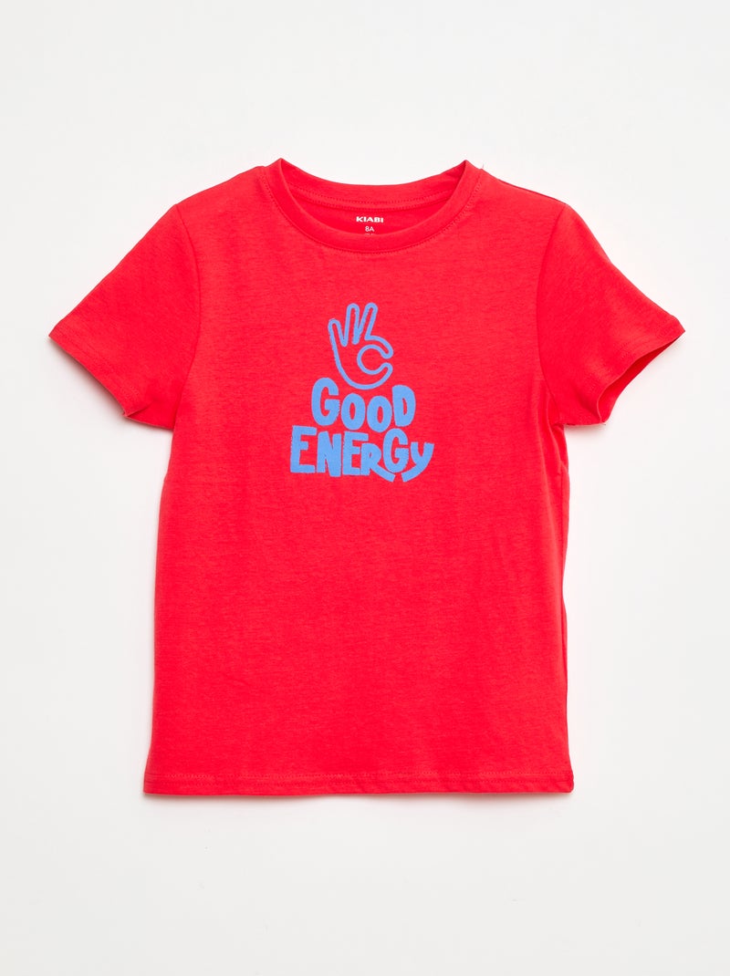 T-shirt a maniche corte con stampa Rosso - Kiabi