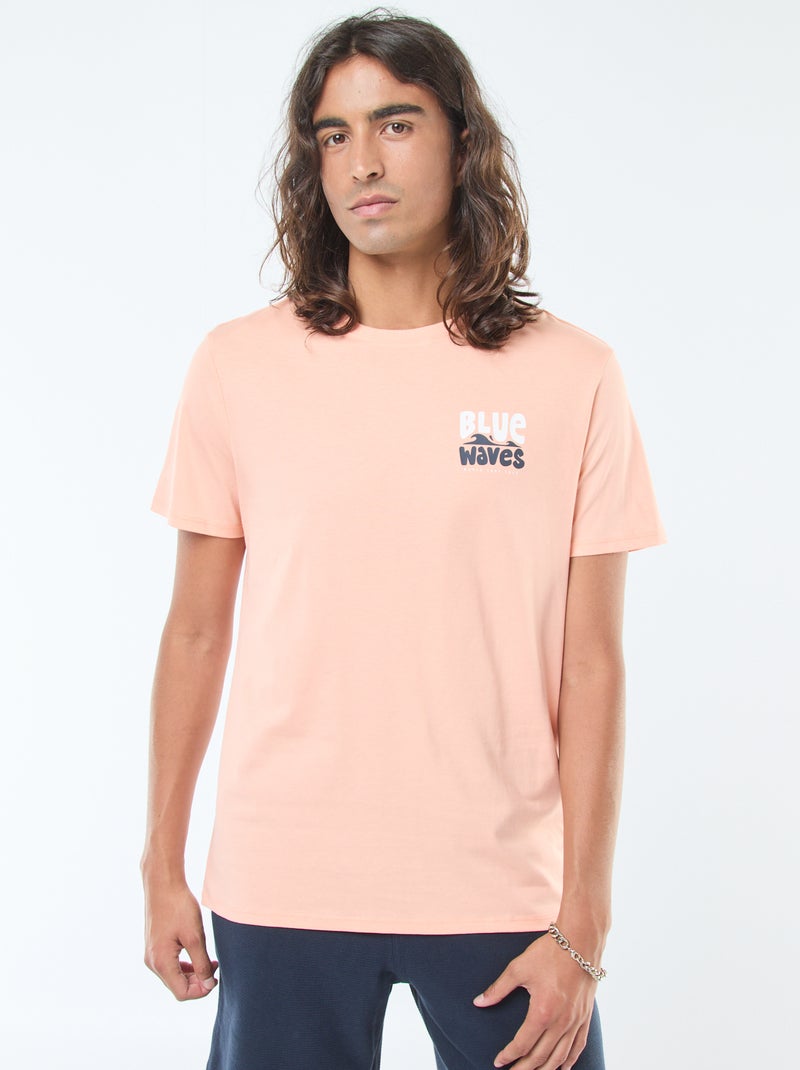 T-shirt a maniche corte con stampa 'Surf' davanti e dietro Arancione - Kiabi