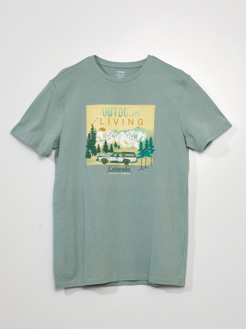 T-shirt a maniche corte con stampa VERDE - Kiabi