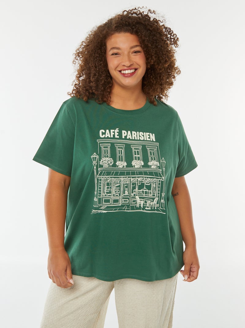 T-shirt a maniche corte con stampa Verde - Kiabi