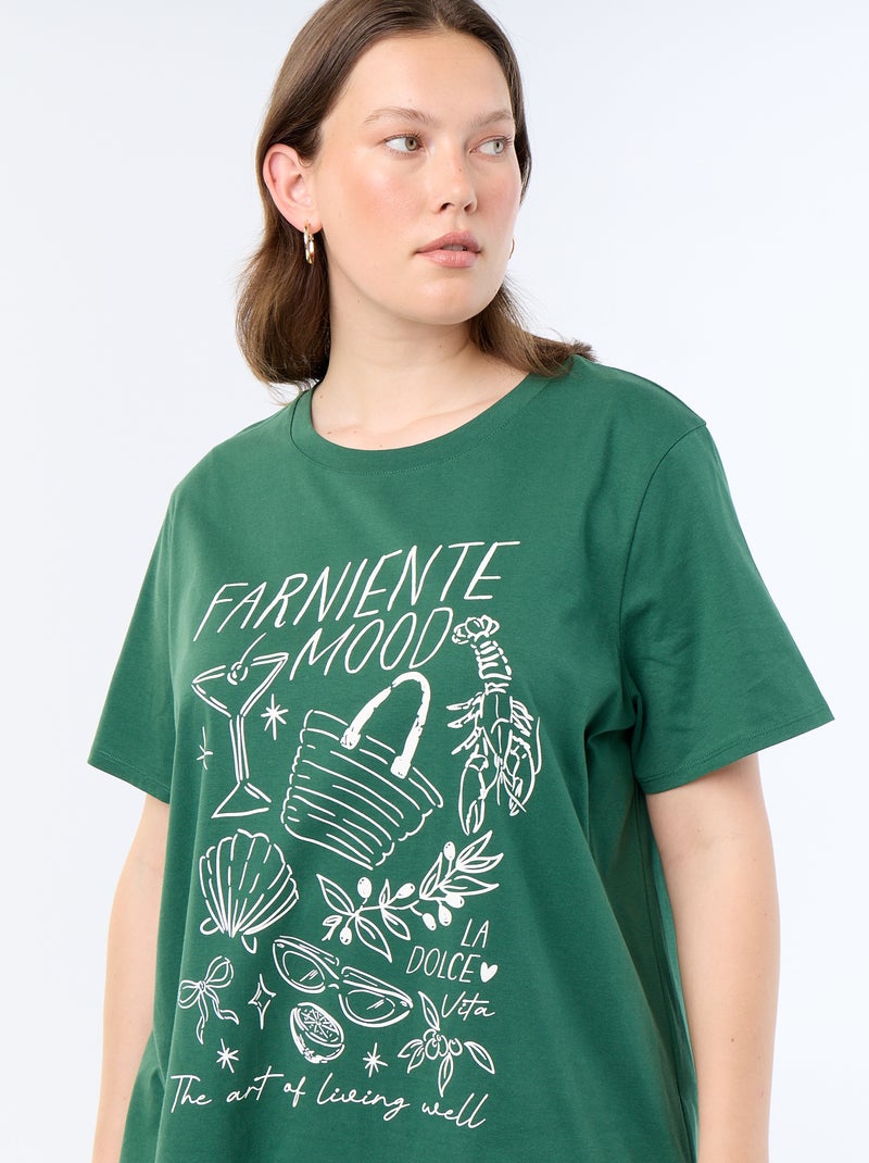 T-shirt a maniche corte con stampa Verde - Kiabi