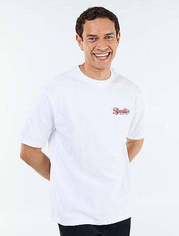 T-shirt a maniche corte con stampe e ricami fronte/retro