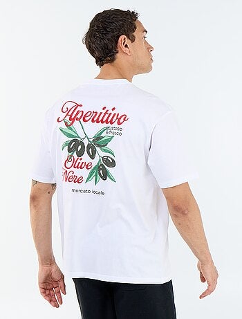 T-shirt a maniche corte con stampe e ricami fronte/retro