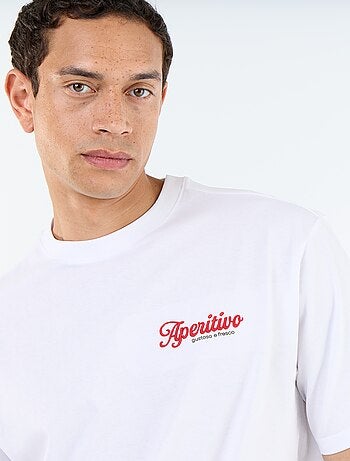 T-shirt a maniche corte con stampe e ricami fronte/retro