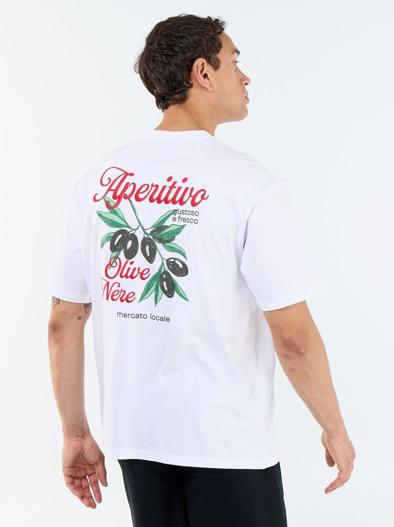 T-shirt a maniche corte con stampe e ricami fronte/retro Bianco - Kiabi