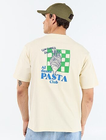 T-shirt a maniche corte con stampe e ricami fronte/retro