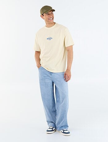 T-shirt a maniche corte con stampe e ricami fronte/retro