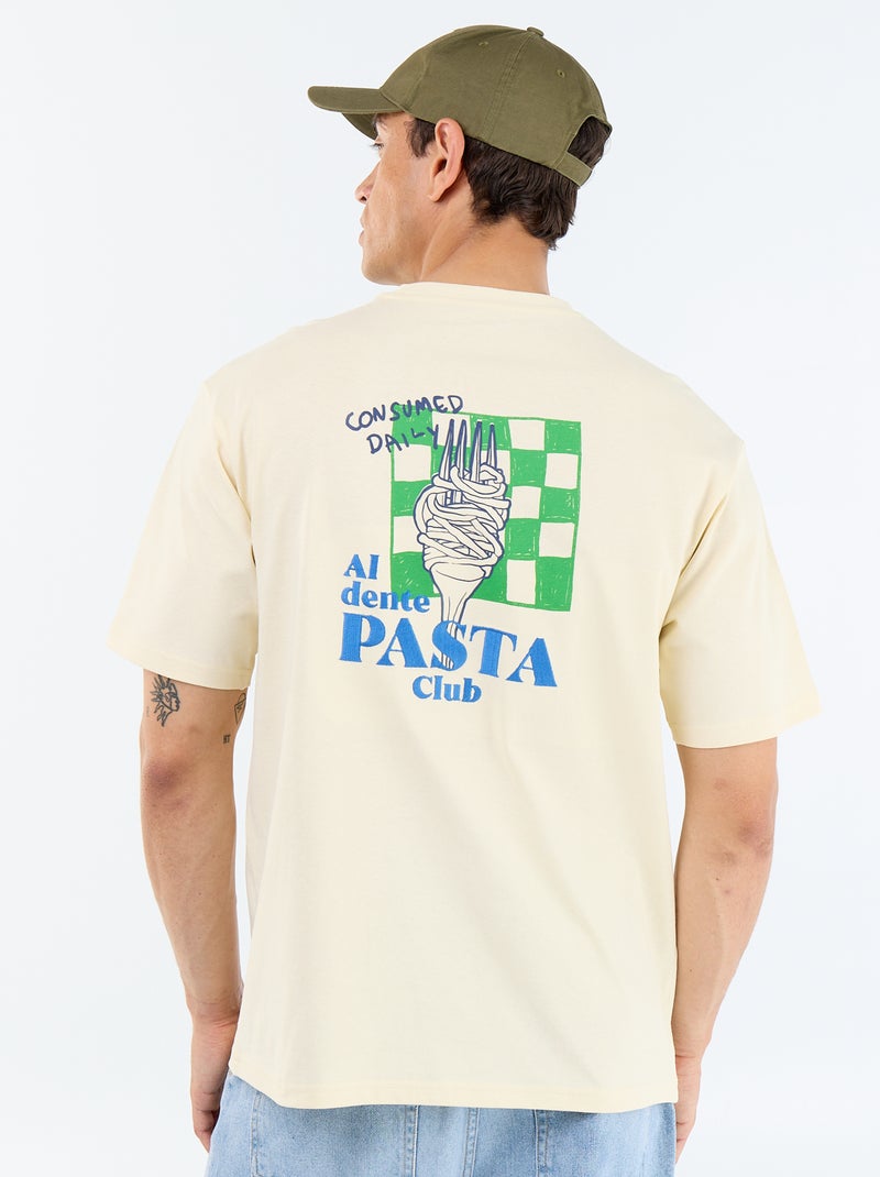 T-shirt a maniche corte con stampe e ricami fronte/retro Giallo - Kiabi