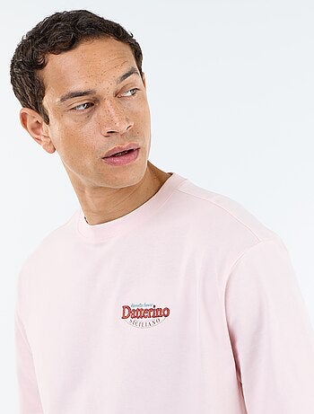 T-shirt a maniche corte con stampe e ricami fronte/retro
