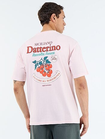T-shirt a maniche corte con stampe e ricami fronte/retro