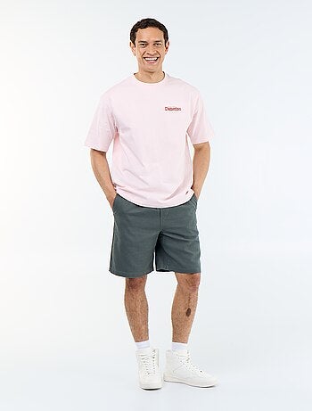 T-shirt a maniche corte con stampe e ricami fronte/retro