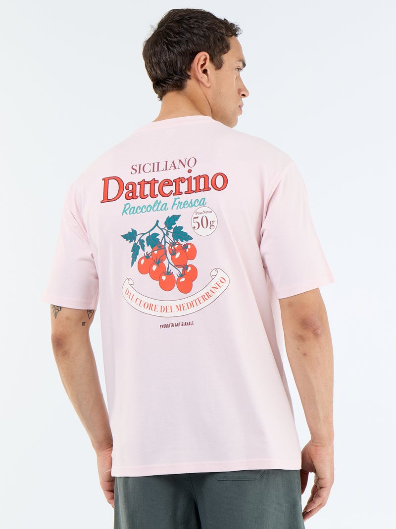 T-shirt a maniche corte con stampe e ricami fronte/retro Rosa - Kiabi