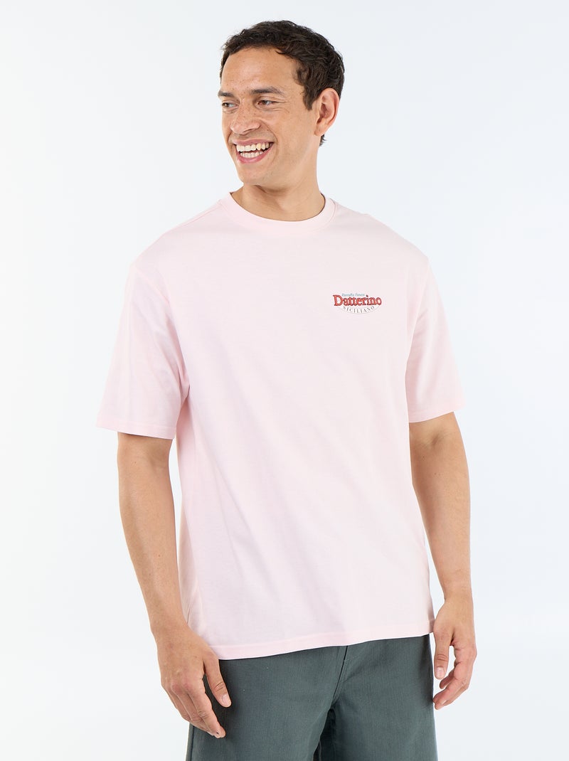 T-shirt a maniche corte con stampe e ricami fronte/retro Rosa - Kiabi