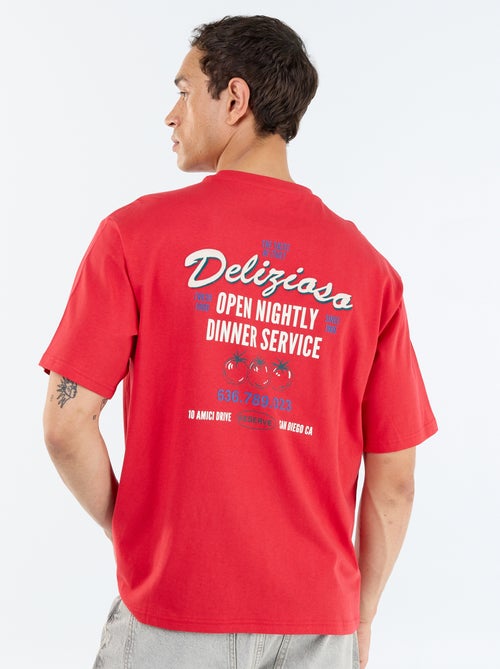 T-shirt a maniche corte con stampe e ricami fronte/retro - Kiabi