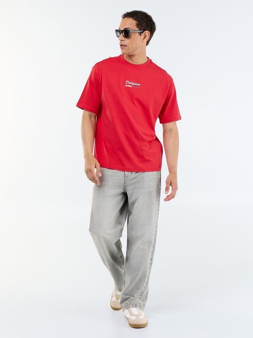 T-shirt a maniche corte con stampe e ricami fronte/retro - Kiabi